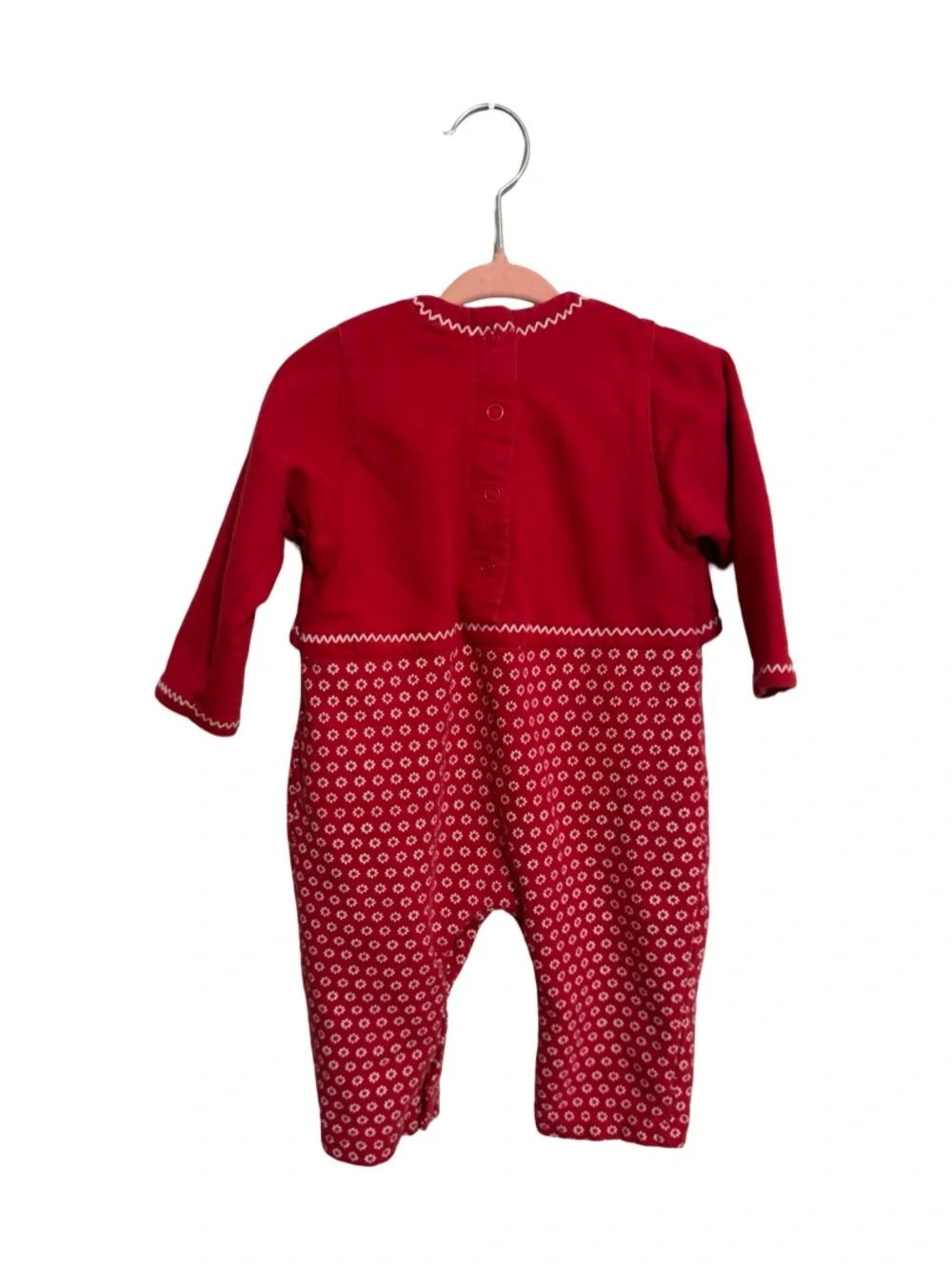 Vintage Healthtex Red & White Floral Long Sleeve Romper 12 Months Baby Girl 12m